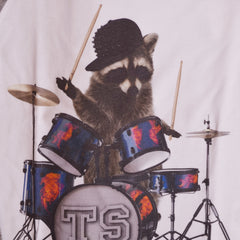 White Gray Black Red Blue Little Drummer Raccoon Long Sleeve Long Sleeve T-Shirt 2