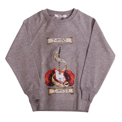 Gray Red Yellow Guitar and Roses Sweater 1