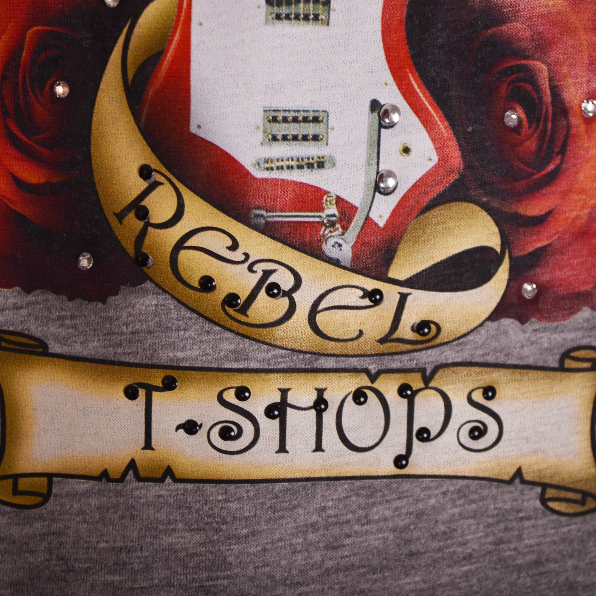 Gray Red Yellow Guitar and Roses Sweater 3