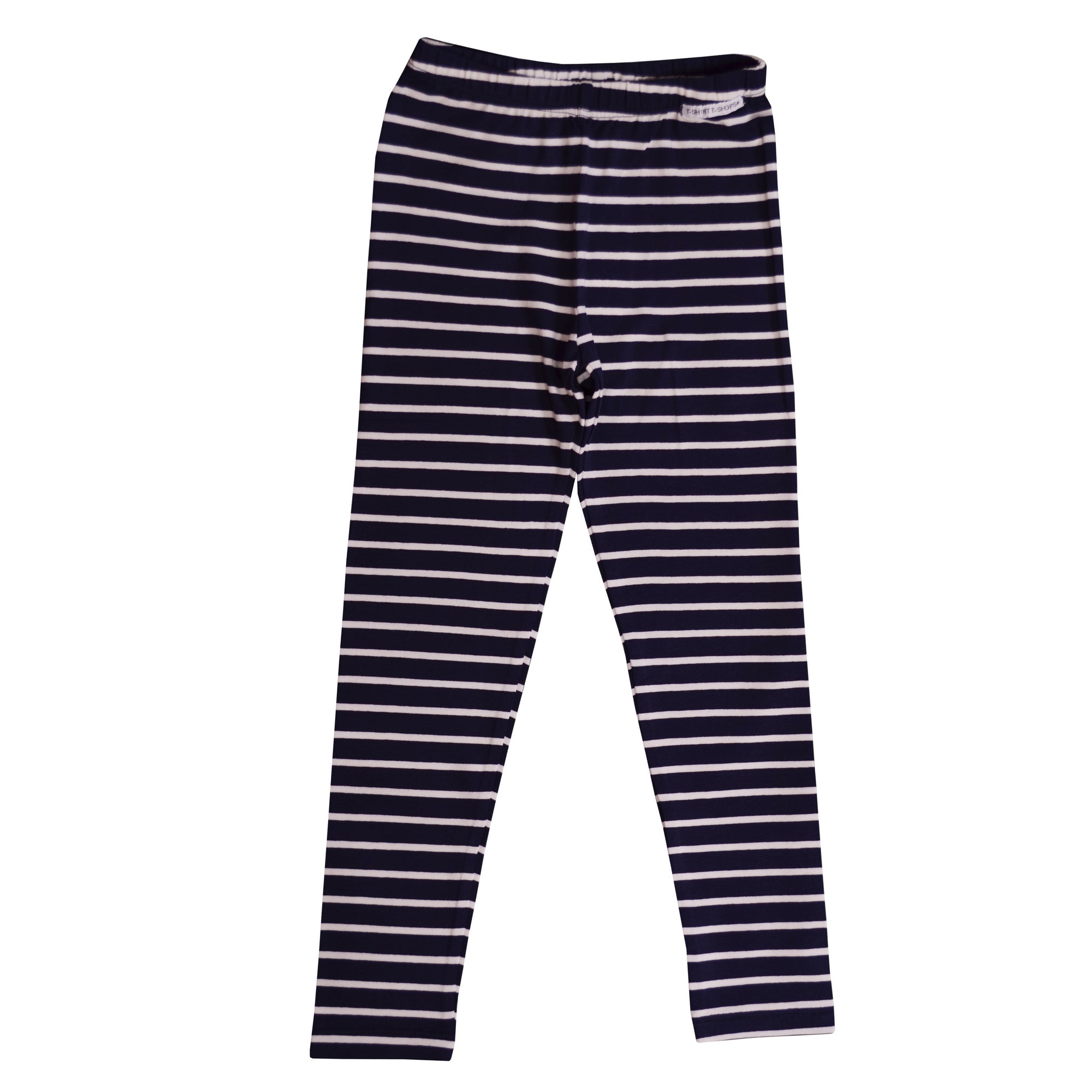 White Navy Blue White Blue Stripe Leggings 1