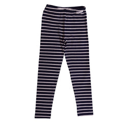 White Navy Blue White Blue Stripe Leggings 1