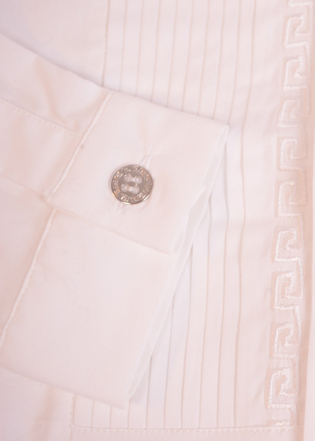 White Young Versace Pleated with Embroidery Shirt 2